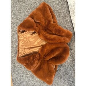 Faux Fur Burnt Orange Shawl with Satin Lining (one-size)